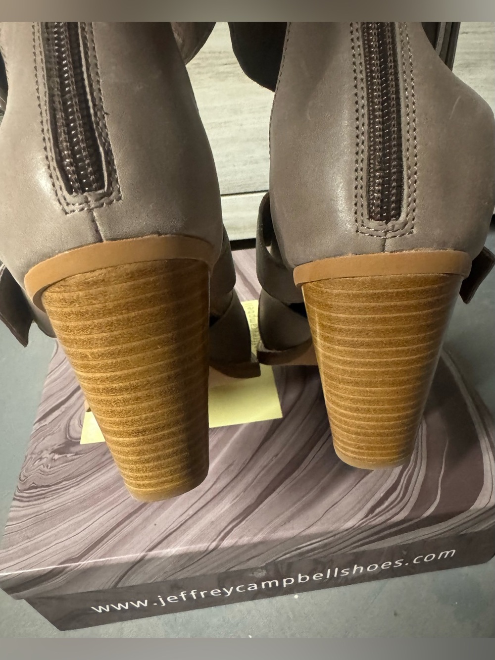 Jeffrey Campbell Taupe Strappy Buckle Wedge Sandals Size 8.5 - Picture 5 of 9